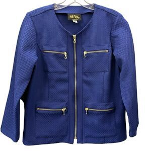 Bob Mackie Women Blue Wearable jacket Gold zipper SIZE /XS